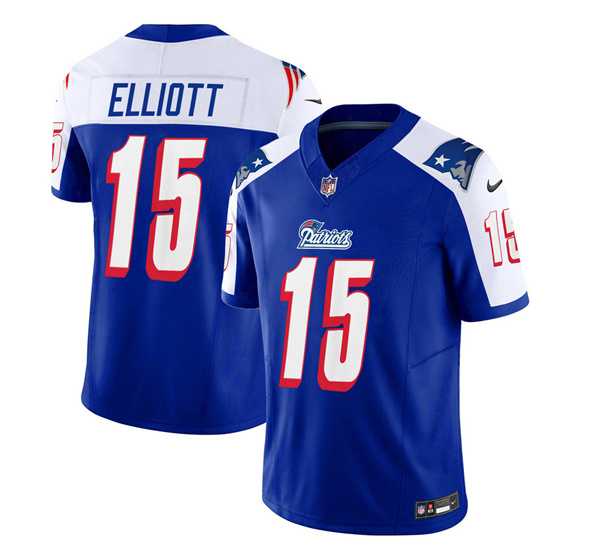 Men & Women & Youth New England Patriots #15 Ezekiel Elliott Blue White 2023 F.U.S.E. Vapor Limited Jersey